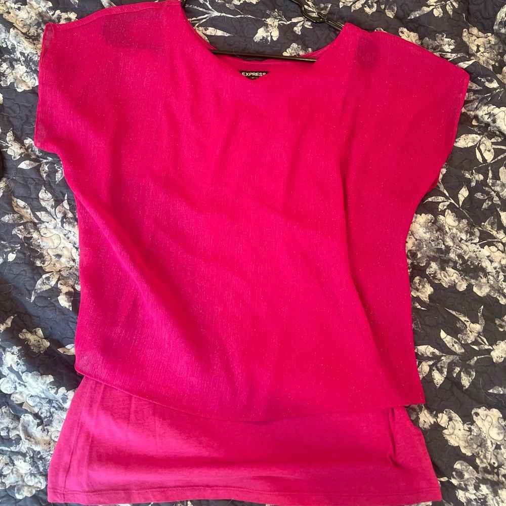 Express Fuchsia Short Sleeve Top